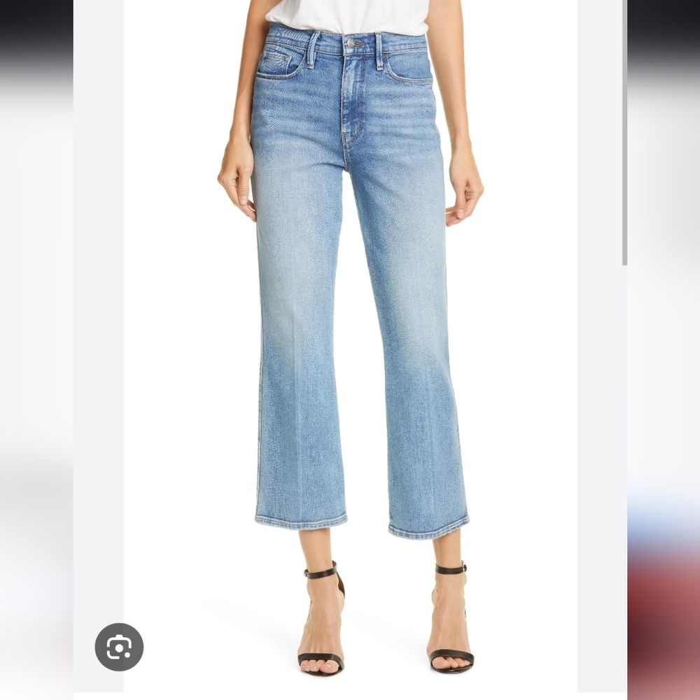 Frame Denim Le Sylvie Kick Boot Light Blue Flare Jeans